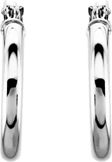 14K White Tube 15mm Hoop Earrings - Larson Jewelers
