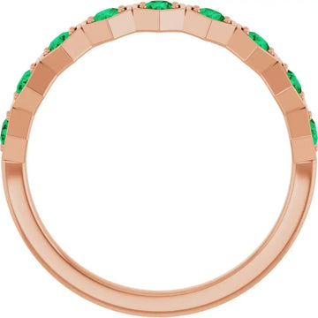 14K Rose Natural Emerald Stackable Ring - Larson Jewelers