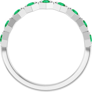 Platinum Natural Emerald Stackable Ring