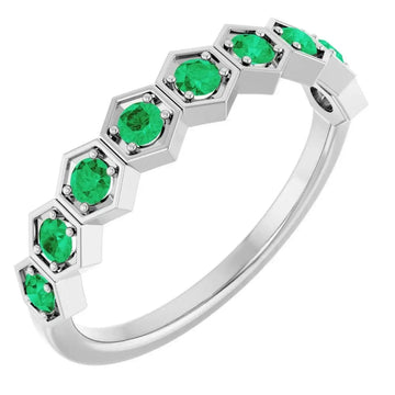Sterling Silver Natural Emerald Stackable Ring - Larson Jewelers