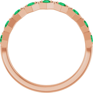 14K Rose Lab-Grown Emerald Stackable Ring