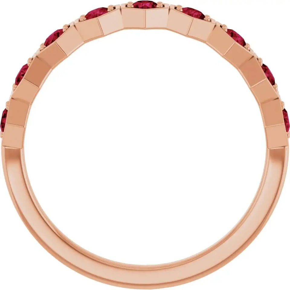 14K Rose Natural Ruby Stackable Ring - Larson Jewelers