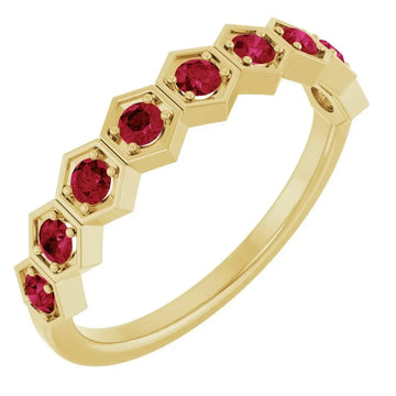14K Yellow Lab-Grown Ruby Stackable Ring - Larson Jewelers