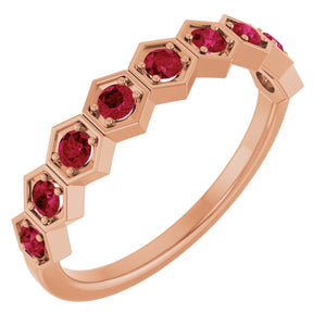 14K Rose Lab-Grown Ruby Stackable Ring