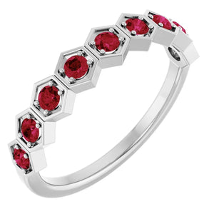 Platinum Lab-Grown Ruby Stackable Ring
