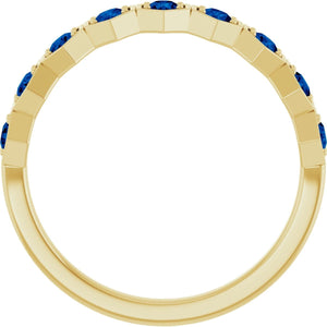 14K Yellow Lab-Grown Blue Sapphire Stackable Ring