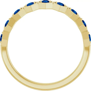 14K Yellow Lab-Grown Blue Sapphire Stackable Ring - Larson Jewelers