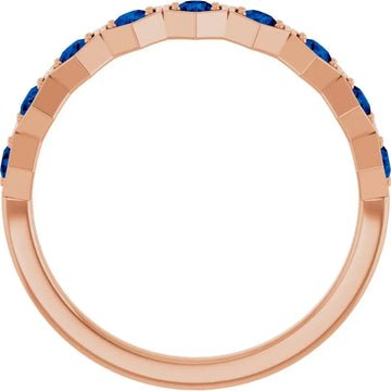 14K Rose Lab-Grown Blue Sapphire Stackable Ring - Larson Jewelers