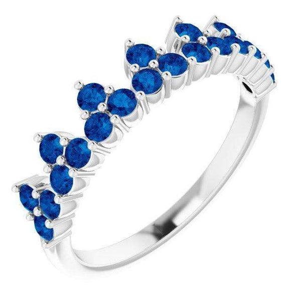 Sterling Silver Natural Blue Sapphire Crown Ring - Larson Jewelers
