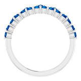 14K White Lab-Grown Blue Sapphire Crown Ring
