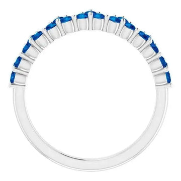 14K White Lab-Grown Blue Sapphire Crown Ring - Larson Jewelers