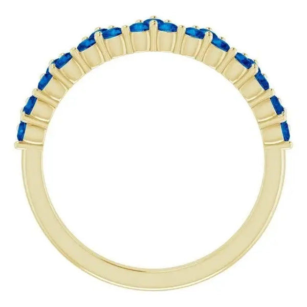 14K Yellow Lab-Grown Blue Sapphire Crown Ring - Larson Jewelers