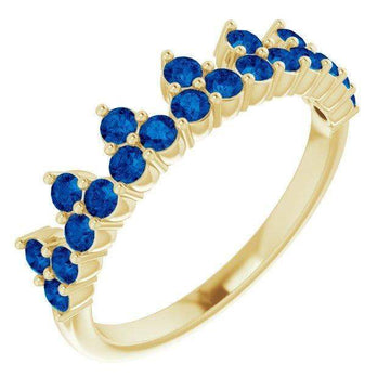 14K Yellow Lab-Grown Blue Sapphire Crown Ring - Larson Jewelers