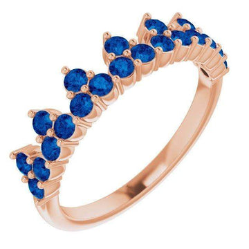 14K Rose Lab-Grown Blue Sapphire Crown Ring - Larson Jewelers