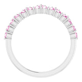 14K White Natural Pink Sapphire Crown Ring