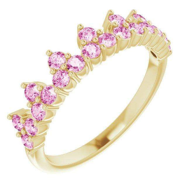14K Yellow Natural Pink Sapphire Crown Ring - Larson Jewelers
