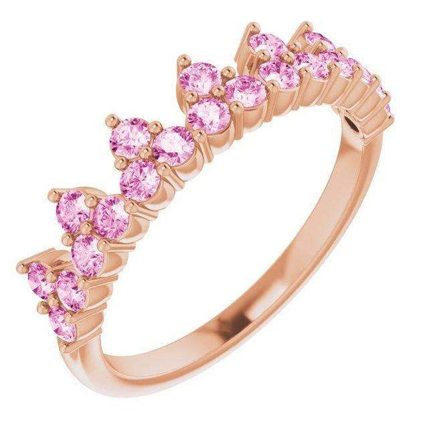 14K Rose Natural Pink Sapphire Crown Ring - Larson Jewelers