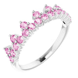 Sterling Silver Natural Pink Sapphire Crown Ring