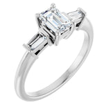 SAMANTHA Silver Emerald Cut Lab Grown Diamond Engagement Ring