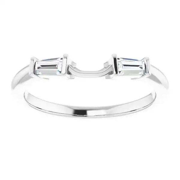 14K White Band Mounting 6x4 mm Emerald Ring