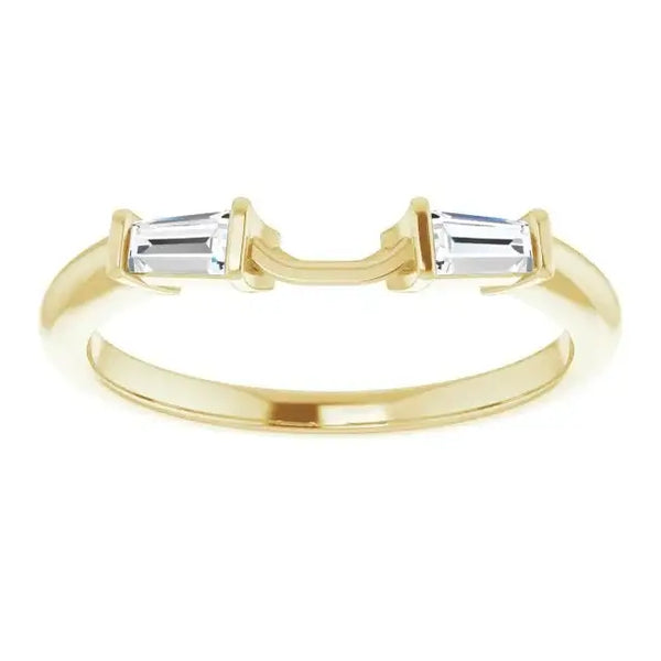 18K Yellow Band Mounting 6x4 mm Emerald Ring