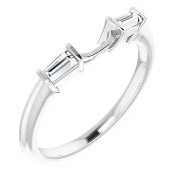 14K White Band Mounting 6x4 mm Emerald Ring