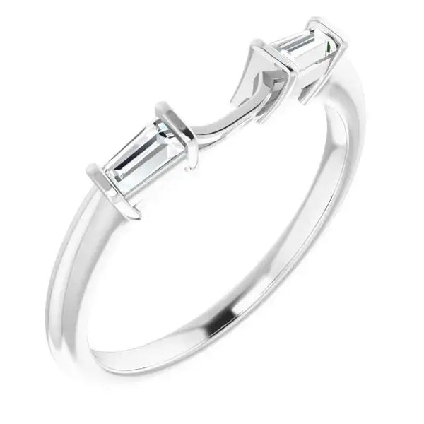 14K White Band Mounting 6x4 mm Emerald Ring