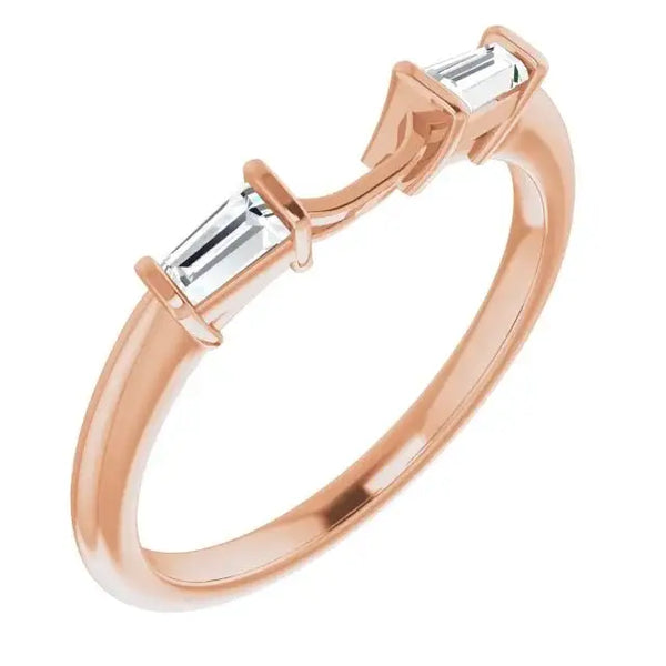 14K Rose Band Mounting 6x4 mm Emerald Ring