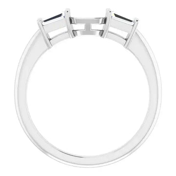 14K White Band Mounting 6x4 mm Emerald Ring