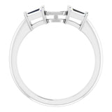 Sterling Silver Band Mounting 6x4 mm Emerald Ring