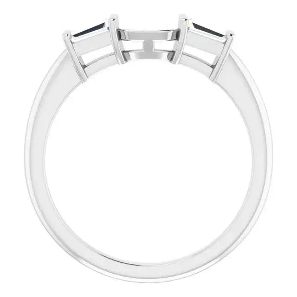 18K White Band Mounting 6x4 mm Emerald Ring