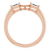 18K Rose Band Mounting 6x4 mm Emerald Ring