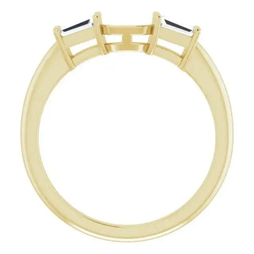 18K Yellow Band Mounting 6x4 mm Emerald Ring
