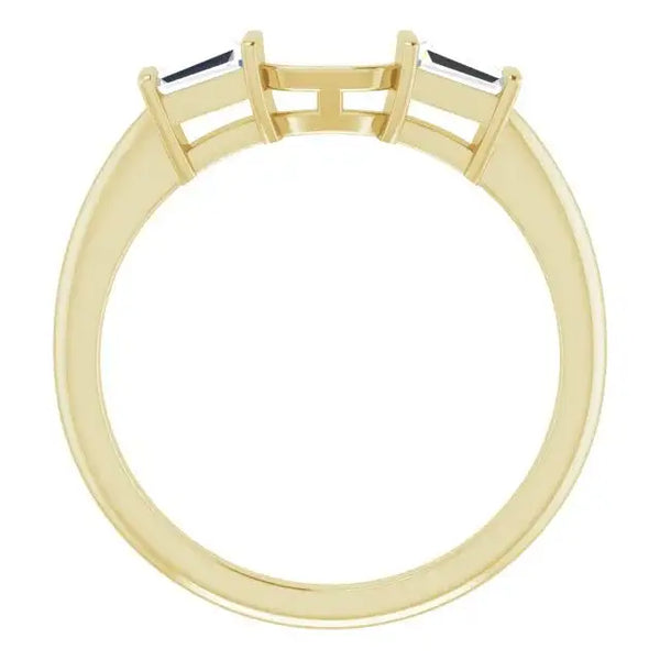 18K Yellow Band Mounting 6x4 mm Emerald Ring