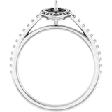 Anillo de compromiso VIVIENNE con solitario de cuatro puntas y halo pavé de diamantes de laboratorio para piedras marquesinas