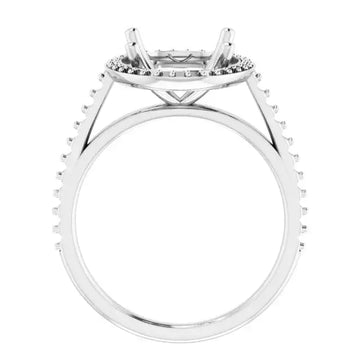 VIVIENNE Pavé Halo Four Prong Solitaire Lab Diamond Engagement Ring Setting for Oval Stones - Larson Jewelers