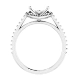 Anillo de compromiso VIVIENNE con solitario de cuatro puntas y halo pavé de diamantes de laboratorio para piedras de pera