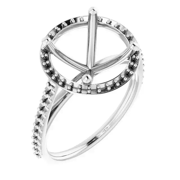 VIVIENNE Pavé Halo Four Prong Solitaire Lab Diamond Engagement Ring Setting for Round Stones - Larson Jewelers