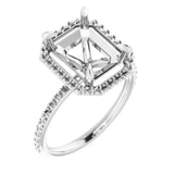 DAYSTAR Halo Lab Grown Diamond Engagement Ring Setting for Emerald Stones