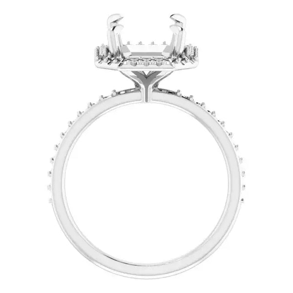 DAYSTAR Halo Lab Grown Diamond Engagement Ring Setting for Emerald Stones - Larson Jewelers