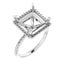 DAYSTAR Halo Lab Grown Diamond Engagement Ring Setting for Square Stones