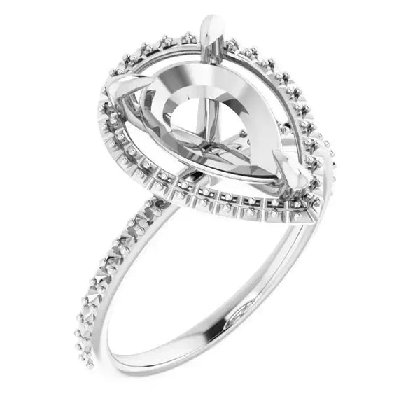 DAYSTAR Halo Lab Grown Diamond Engagement Ring Setting for Pear Stones - Larson Jewelers