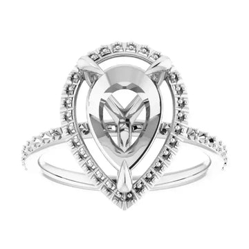 DAYSTAR Halo Lab Grown Diamond Engagement Ring Setting for Pear Stones - Larson Jewelers