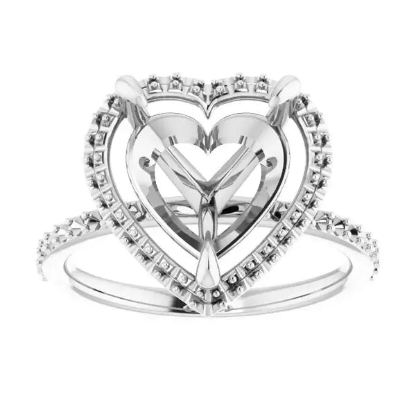 DAYSTAR Halo Lab Grown Diamond Engagement Ring Setting for Heart Stones - Larson Jewelers