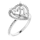 DAYSTAR Halo Lab Grown Diamond Engagement Ring Setting for Heart Stones
