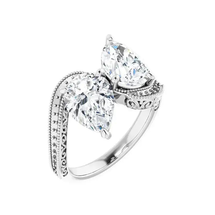 14K White 10x7 mm Pear Engagement Ring Mounting