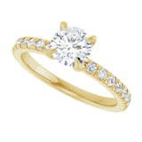 AMELIA 14K Yellow Gold Round Lab Grown Diamond French-Set Engagement Ring