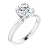 YORLENY Platinum Round Lab Grown Diamond Solitare Engagement Ring