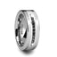 CALVIN Flat Tungsten Wedding Band with Black Diamonds in Silver Inlay by Triton Rings - 8mm - Larson Jewelers