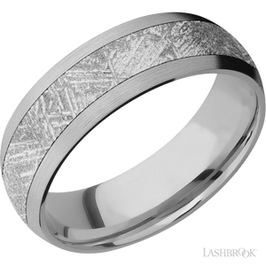 Titanium with Satin Finish and Meteorite Inlay - 7MM - Larson Jewelers